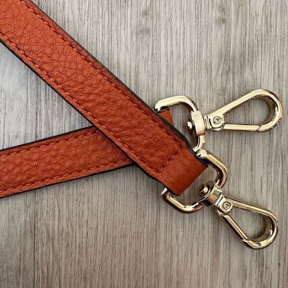 Michael Kors Burnt Orange Leather Buckle Adjustment Gold Hardware Purse Strap - Picture 5 of 6